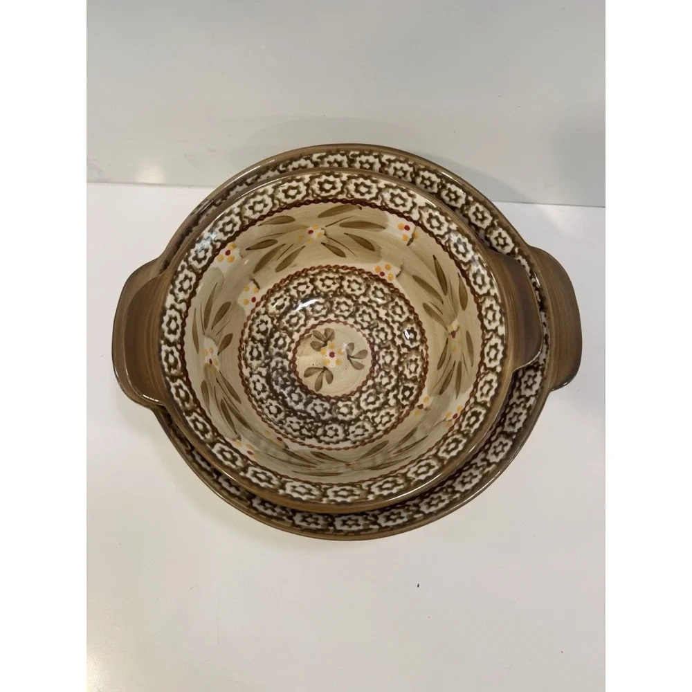 Temptations Ovenware Old World Brown Handles 1 Qt & 1.5 Qt Mixing Serving Bowls